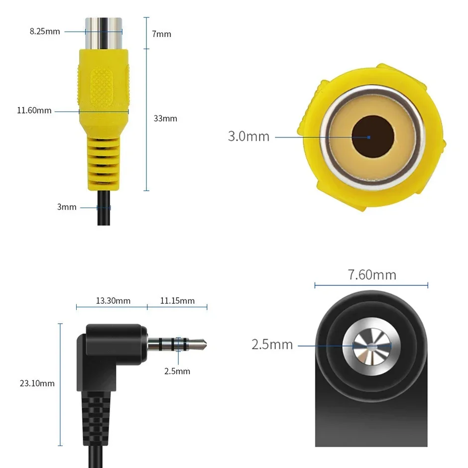 QXNY 1PC AV In Video Cable Adapter 2.5mm AV Jack Male Plug To RCA Female Adapter Cable for GPS and Rear Camera Converter Cable