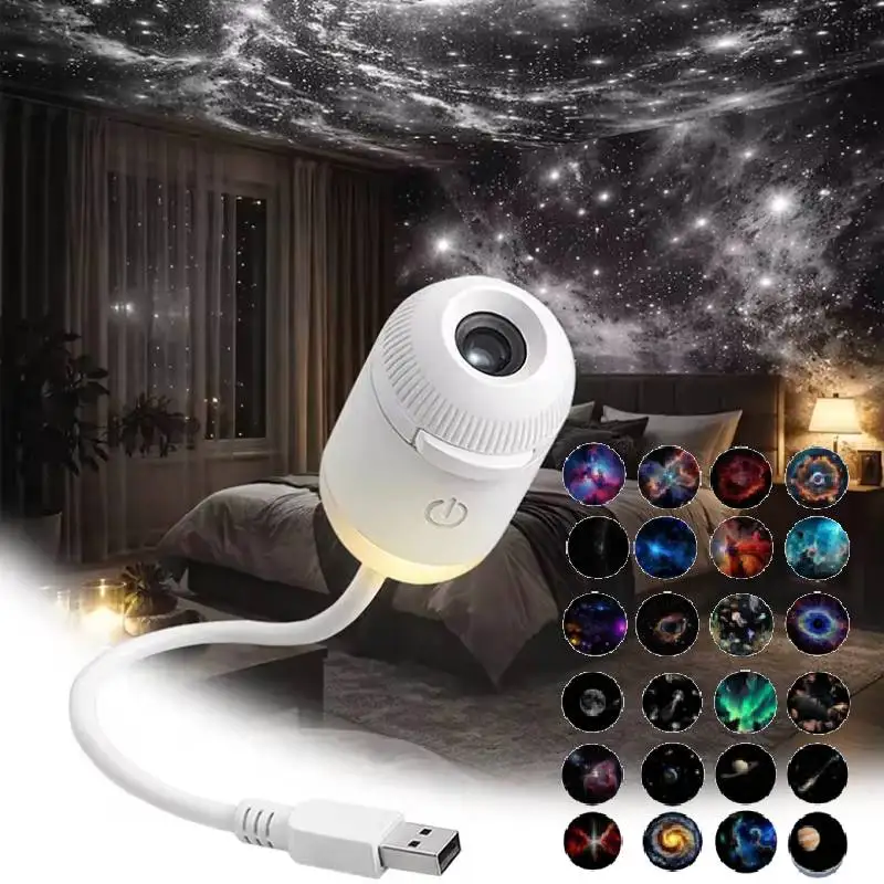 

Mini Galaxy Star Projector 2 In 1 Night Light Home Background Atmosphere Light Bedroom Car Decor Kids USB Power Starry Sky Light