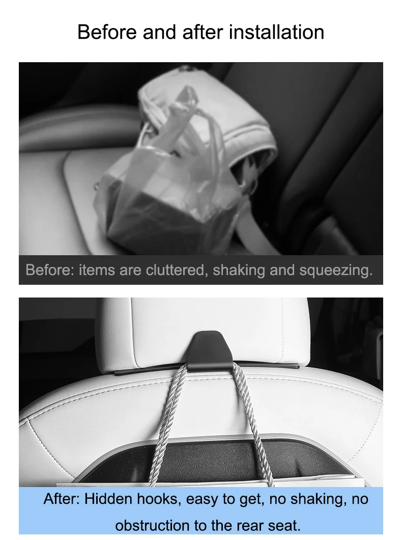 For Tesla Model 3/Y 2021-2023 Seat Back Hook Front Seat Organizer Holder Auto Fastener Hangers Car Storage Interior Accessories