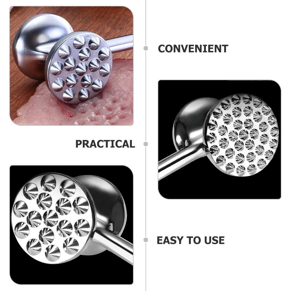 

Metal Meat Tenderizer Hammer Dual-Sided Nails Mallet for Steak Chicken Fish Practical Non-Skid