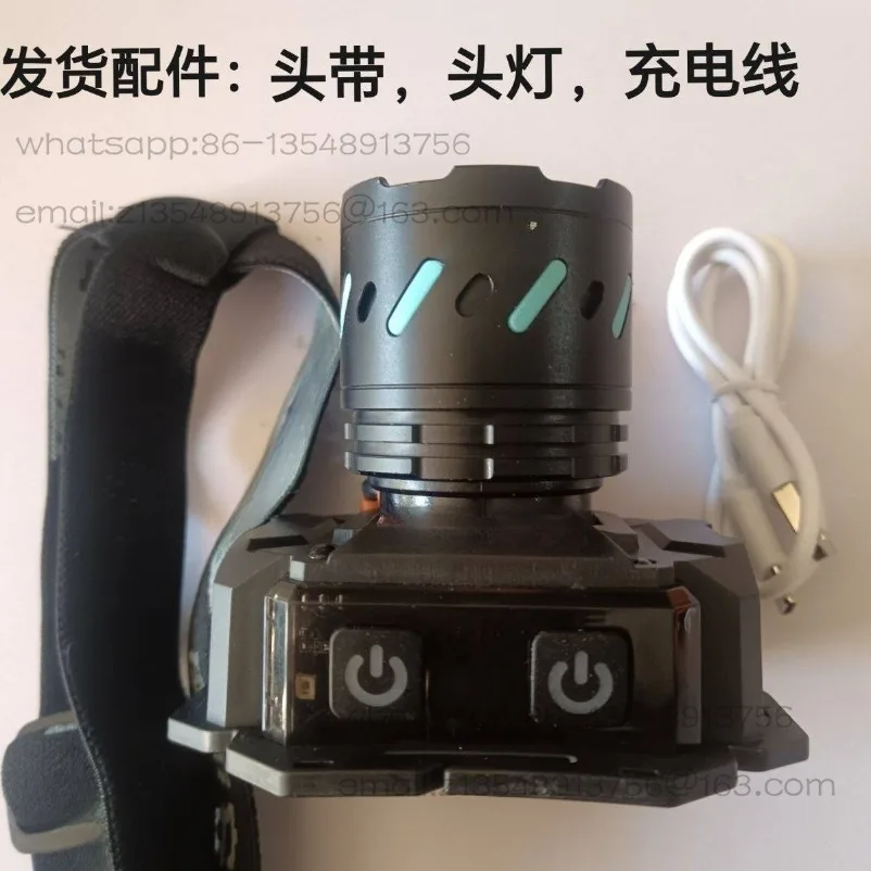 High-power head-level lighting: 175 sensor-based rechargeable dual-light source night fishing outdoor long-range