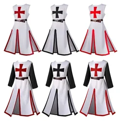 Abiti medievali da uomo Templar Knight Cosplay crociato Surcoat manica lunga manica corta Top rievocazione Costume