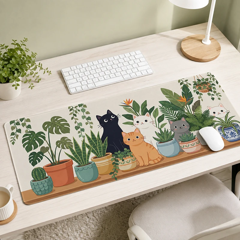Mouse Pad Gamer Botanical Garden Cats XL New HD Large Mousepad XXL Carpet Natural Rubber Gaming laptop Mouse Mats Mice Pad