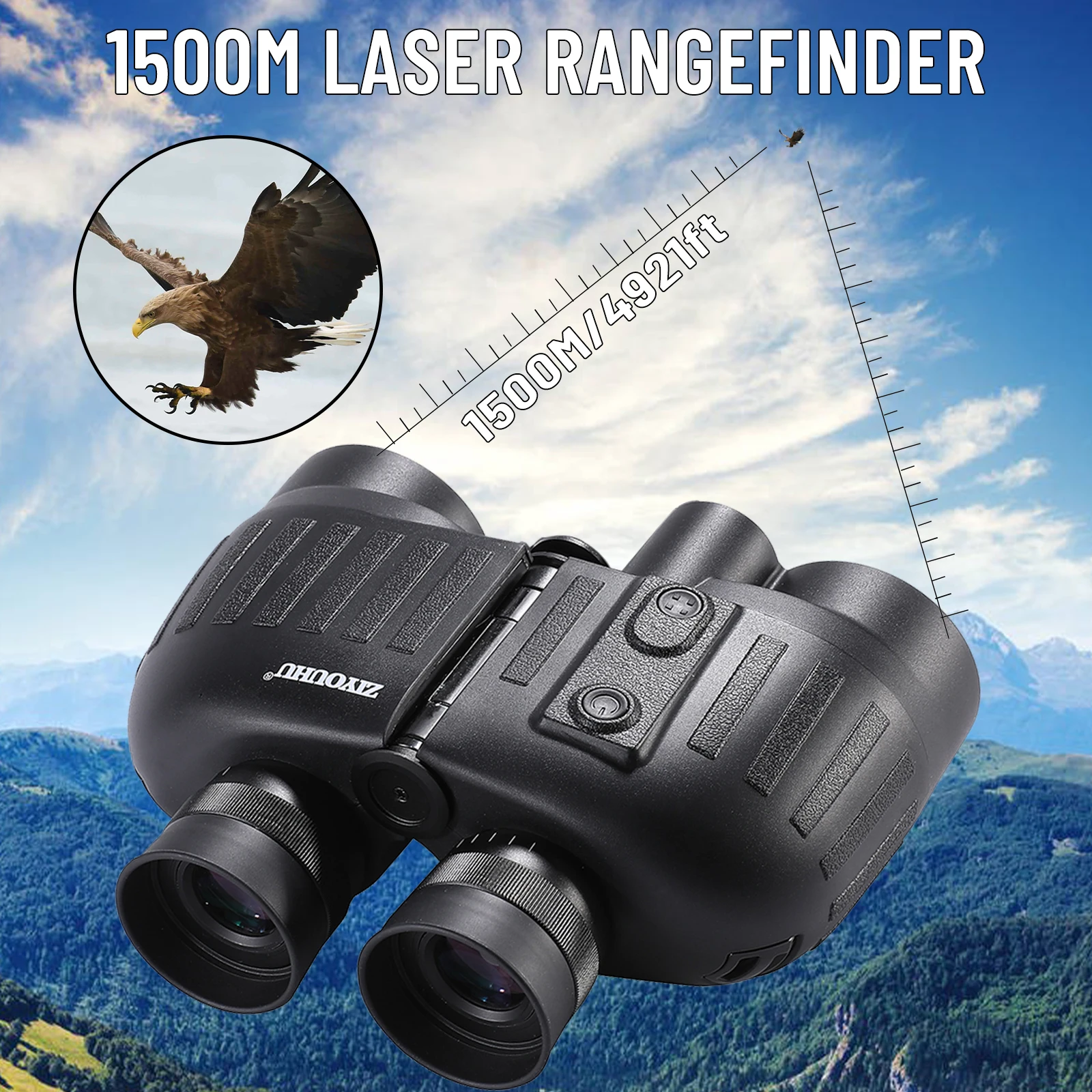 Laser Range Finding Binoculars, Distance and Angle Measuring Rangefinder, IP65 Telescope for Hunting, 8x40 LRB20, 1000m, 1500m