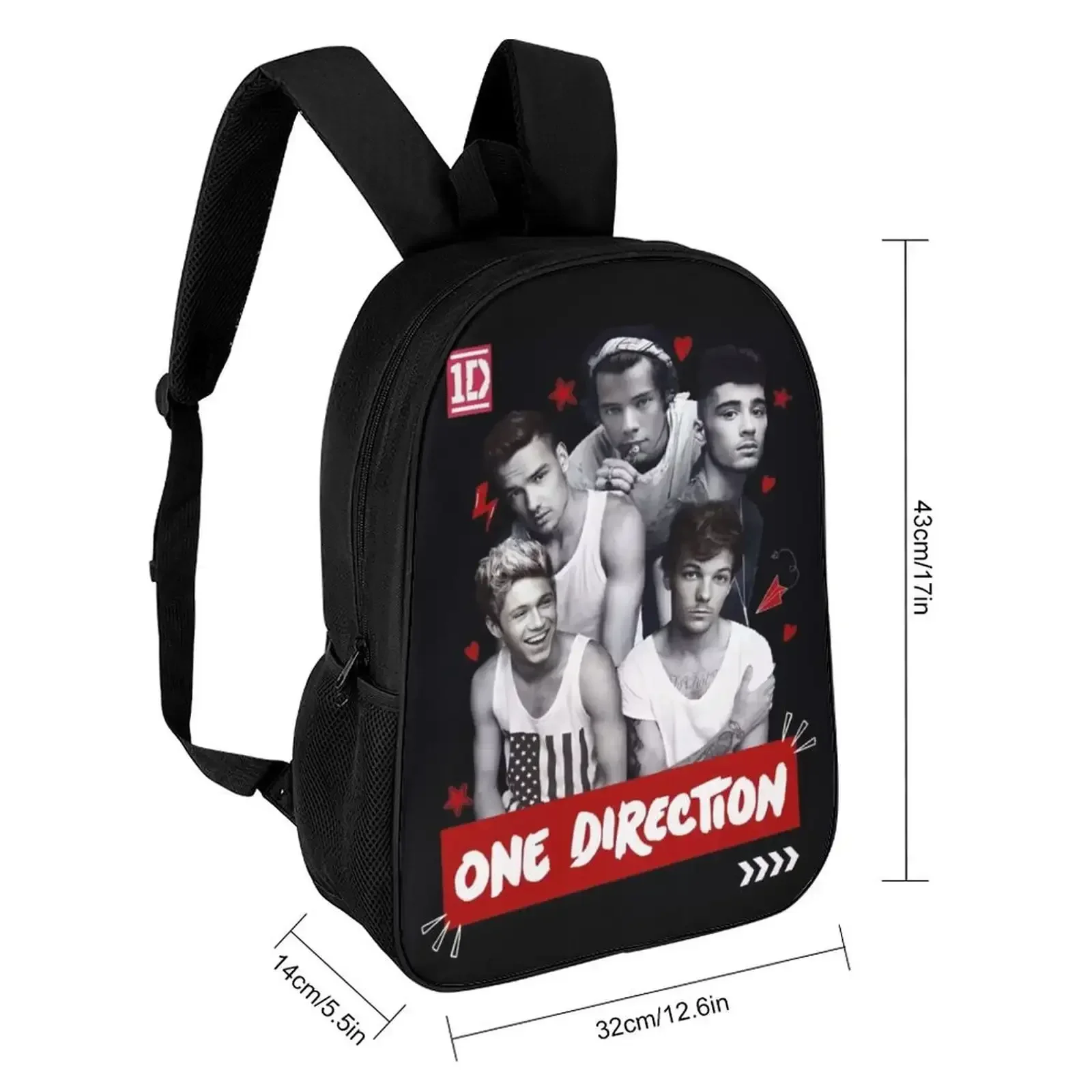 Custom Bag 17 Inch Casual Shoulder Bookbag, One Direction Backpack Knapsack Travel Bag Outdoor Hiking