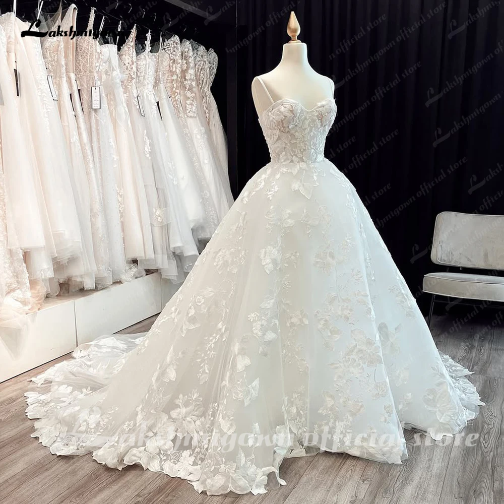 Lakshmigown Luxuriöses Brautkleid mit Spaghettiträgern und Spitze, Herzausschnitt, Champagnerfarbenes Hochzeitskleid für die Braut, Vestidos Para Boda – Detail 6