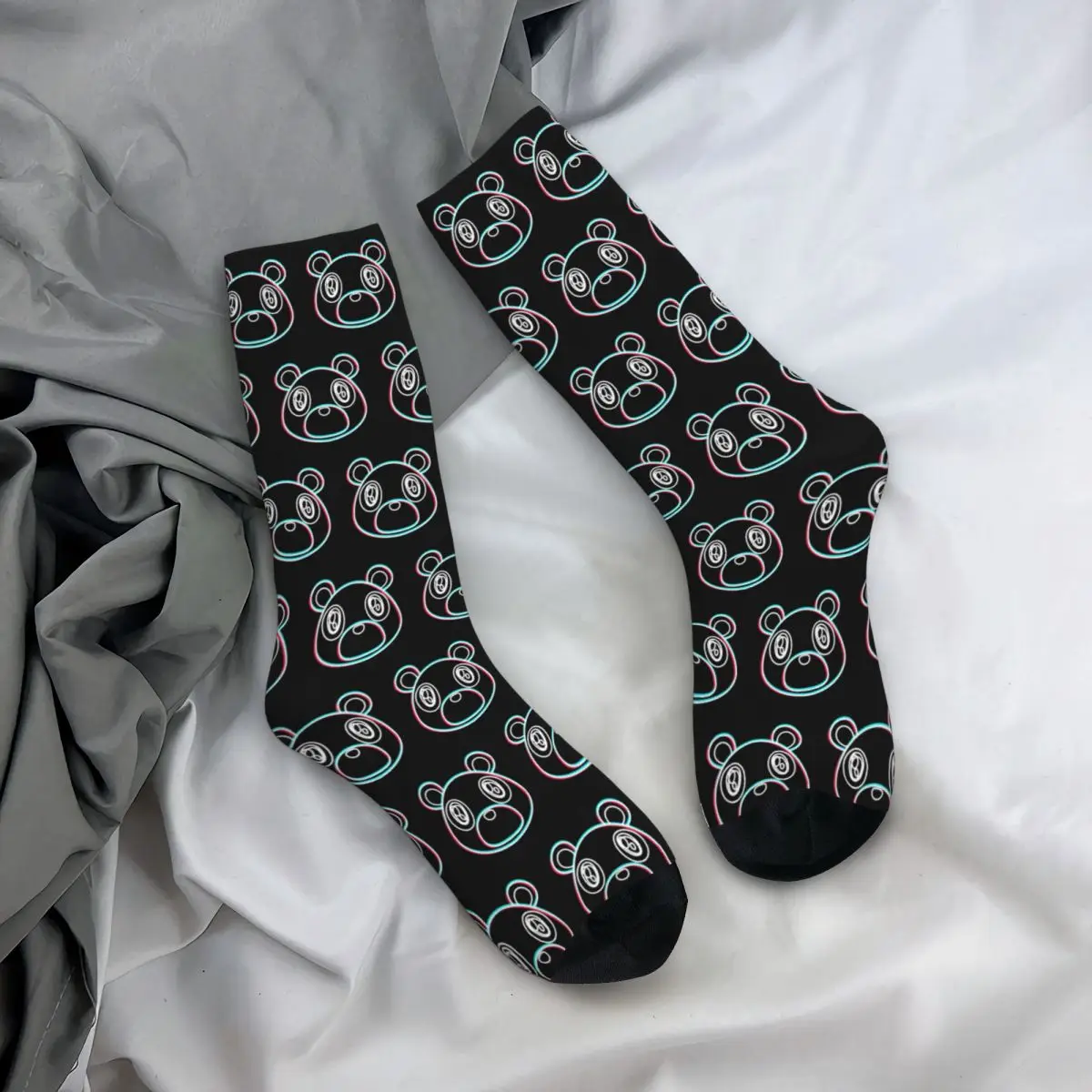 Bunte Abschluss bär Kanye West Basketball Socken Polyester Crew Socken für Unisex atmungsaktiv