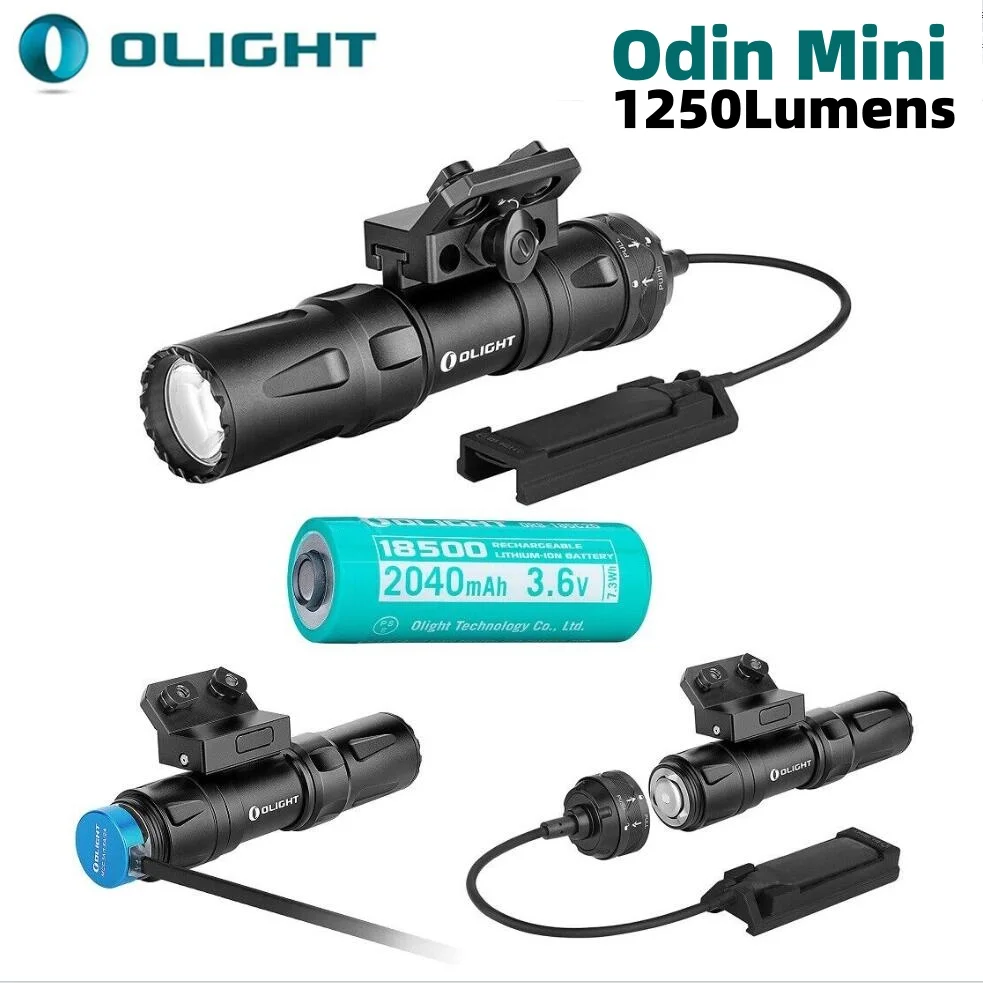 Olight Odin Mini 1250 Lumens Tactical Flashlight Magnetic Rechargeable Weaponlight M-Lok Rail Mount Kit Pressure Remote Switch