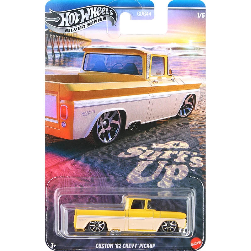 Hot Wheels Silver Series Surf's Up Custom Chevy Pickup Dodge Van Surf Crate Volkswagen BAJA BUG 1/64 Diecast Model Car Toy GDG44