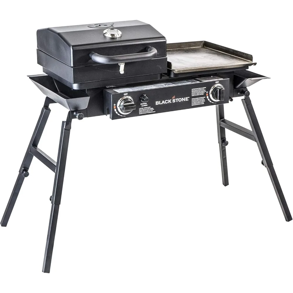 

Tailgater Stainless Steel 2 Burner Portable Gas Grill and Griddle Combo Total 35,000 BTUs