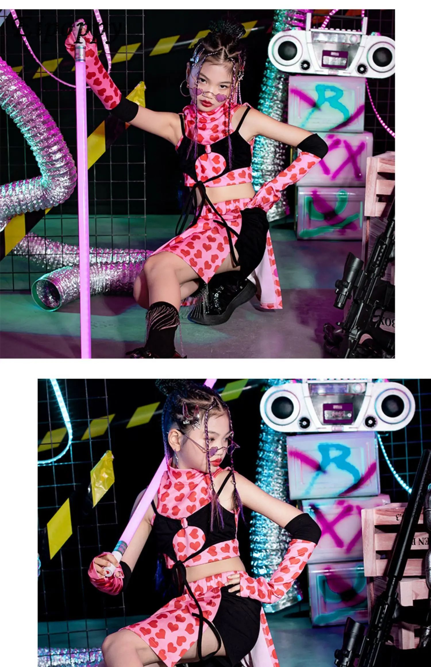 Pakaian dansa tim Jazz wanita, setelan kostum tari anak-anak modis trendi keren