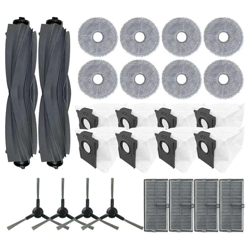 

【ADORN】Replacement Main Brush, Side Brush, Dust Bag, Filter& Mop Cloth- 26PCS Set For Dreame L10s Pro Ultra Heat/X30 Ultra/X30 P