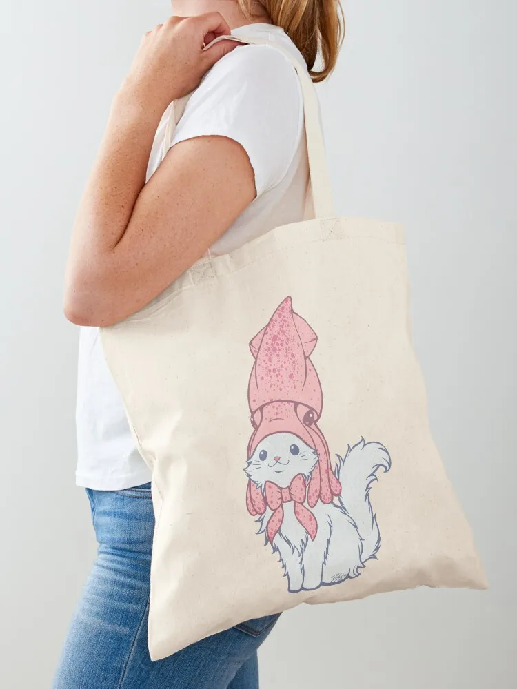 

White Cat Wears Squid Hat Tote Bag bags woman 2025 Women's handbag the tote bag personalized tote