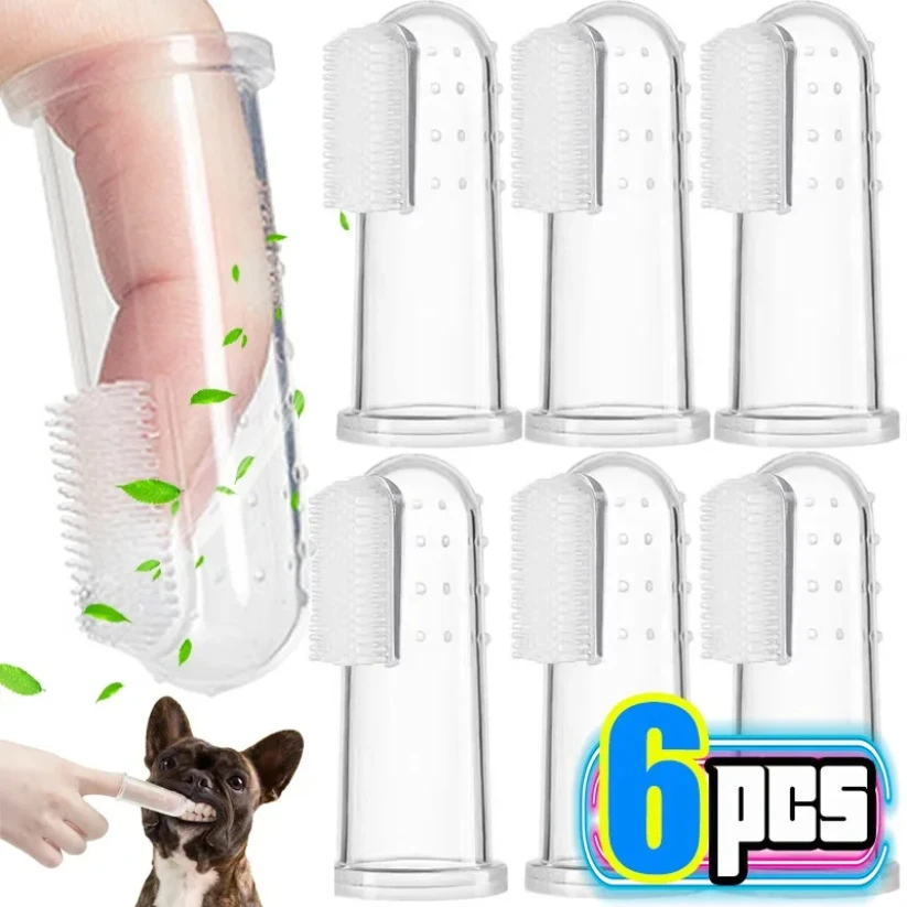 

Silicone Soft Pet Finger Cuff Toothbrushes Dog Brush Bad Breath Tartar Teeth Care Tool Cat Cleaning Scrub Silicagel Pet Supplies