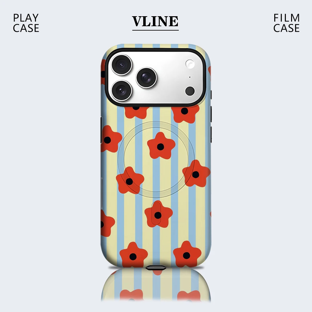

Yellow Blue Red Flowers Phone Case for Magnetic Phone Case for IPhone 17 16 15 14 13 Pro Max Plus Single Double-layer Tough Case