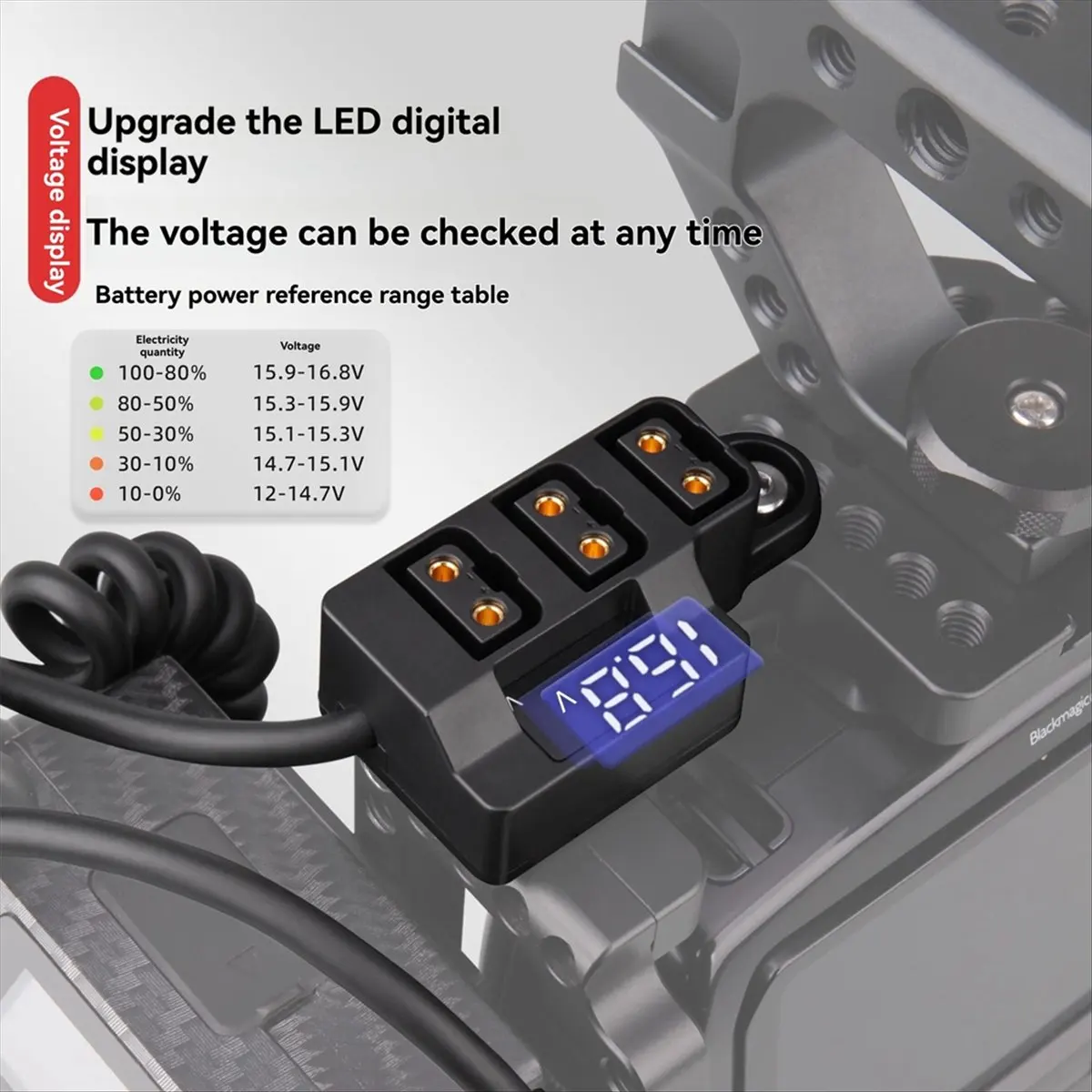 HDL New Dummy Battery D-Tap Splitter Cable One-Point Three-Point Power Cable Type B V Port for V-Type Battery Power Supply