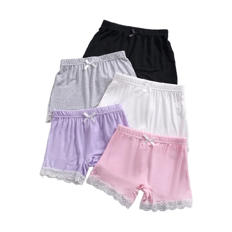 Girls Modal Thin Lace Safety Shorts Solid Color Breathable Summer Underpants Multiple Colors Available