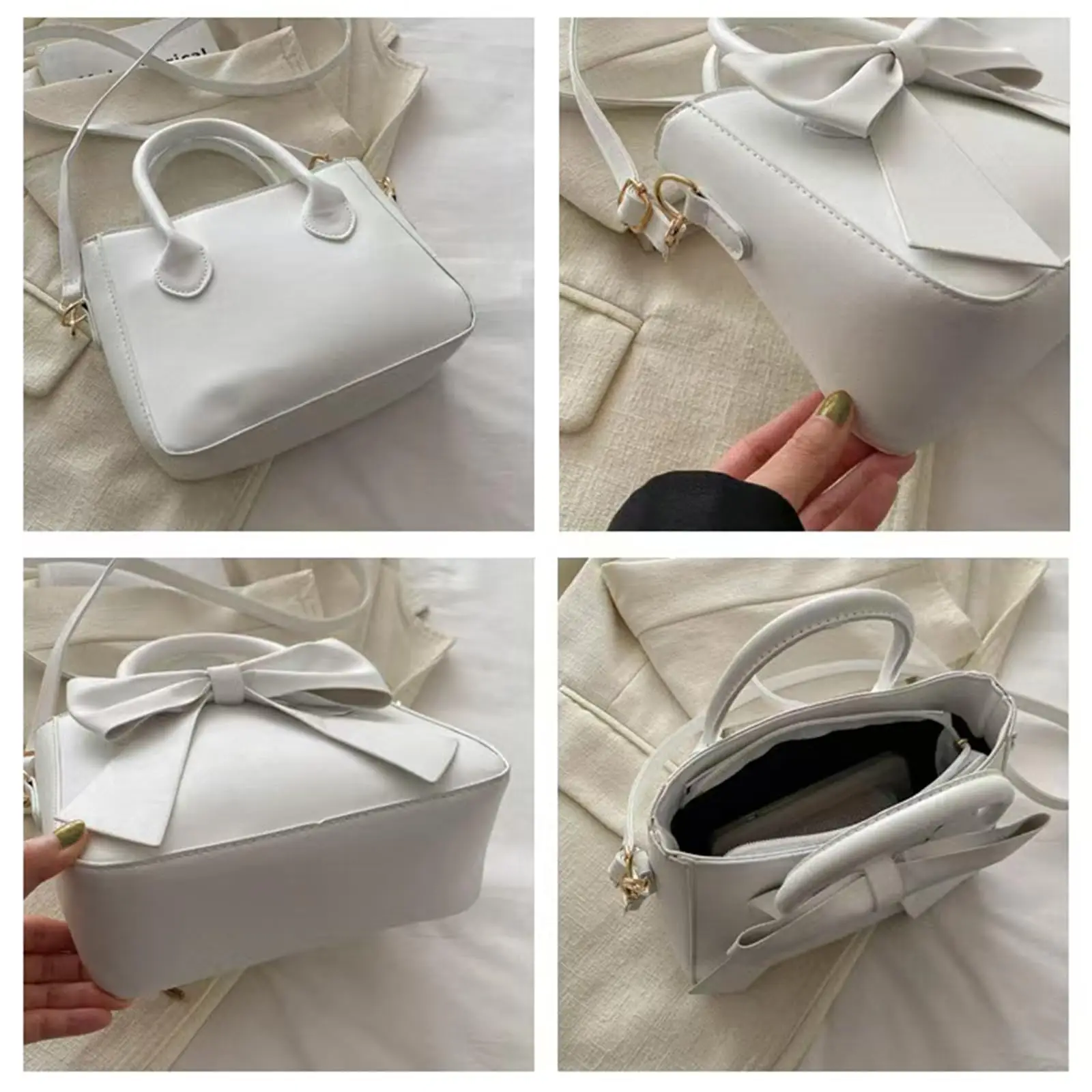 Cute Bow Knot Purses,PU Leather Shoulder Tote Bags with Top Carry Handle, versatile,sweet Crossbody Bag for date,parties