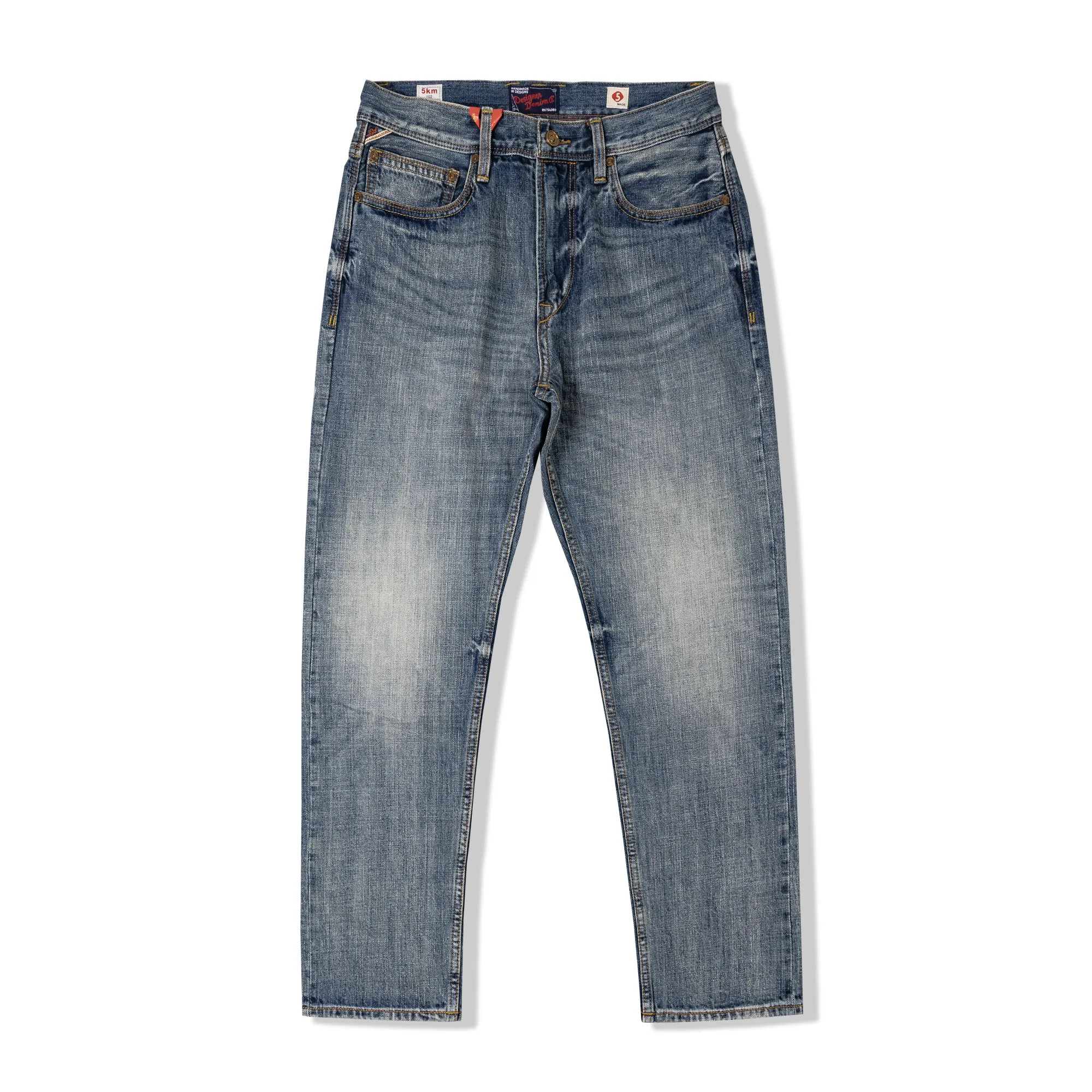

Мужские джинсы Amekaji 13oz из 100% хлопкового селвидж-денима, винтажные, синие, с эффектом потертости, прямого кроя, со средней посадкой, всесезонные, для повседневной носки, 5KM