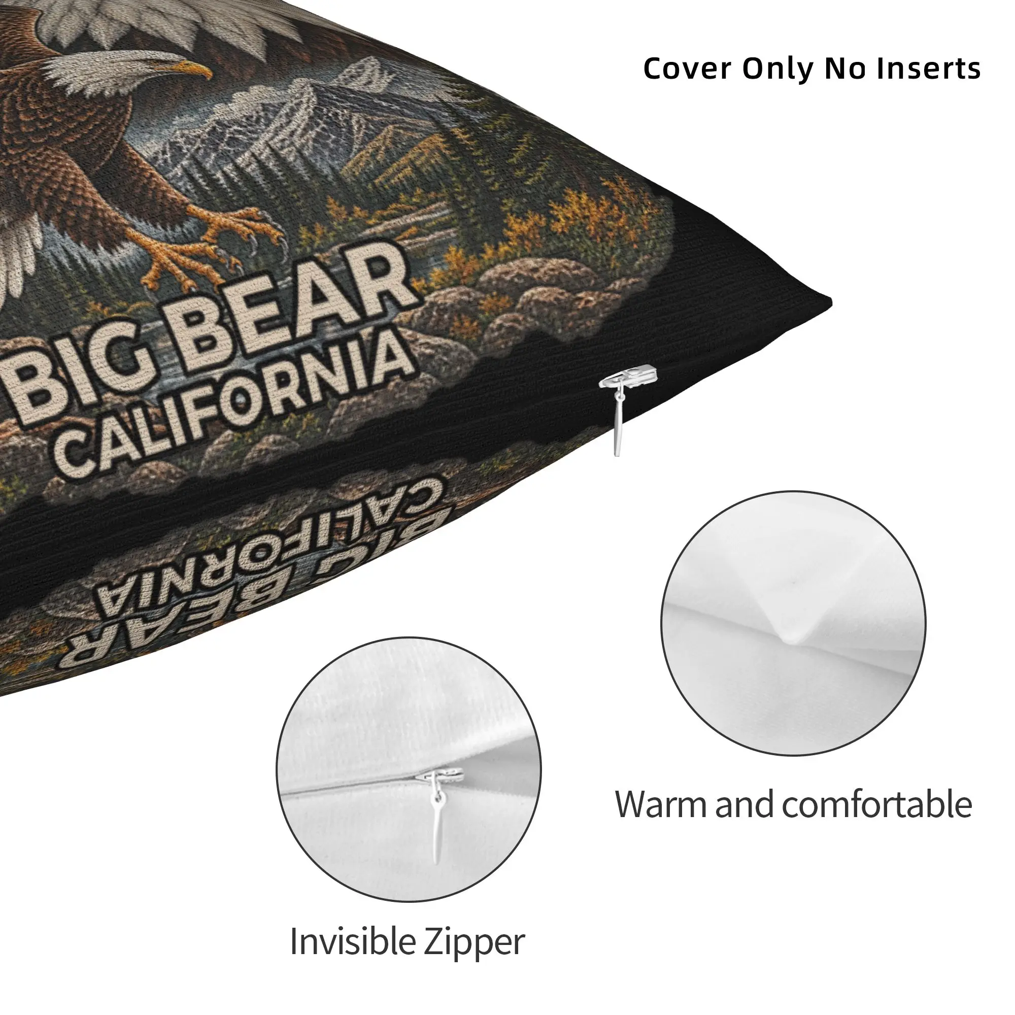 Jackie The Big-Bear Eagle Pillowcase Soft Polyester Cushion Cover Decoration Support California Wildlife Throw Pillow Case Cover