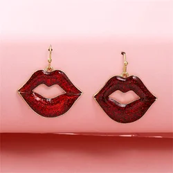 2pcs Women's Red Lips Earrings Fashion Cute Exaggerated Earrings Personalized Jewelry Accessories Birthday Party Banquet Gifts