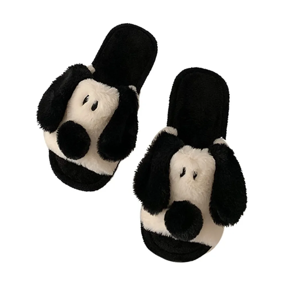 

Casual Winter Plush Dog Slippers Soft Thicken Warm Cartoon Furry Slippers Cute Anti-slip Home Cotton Shoes Indoor