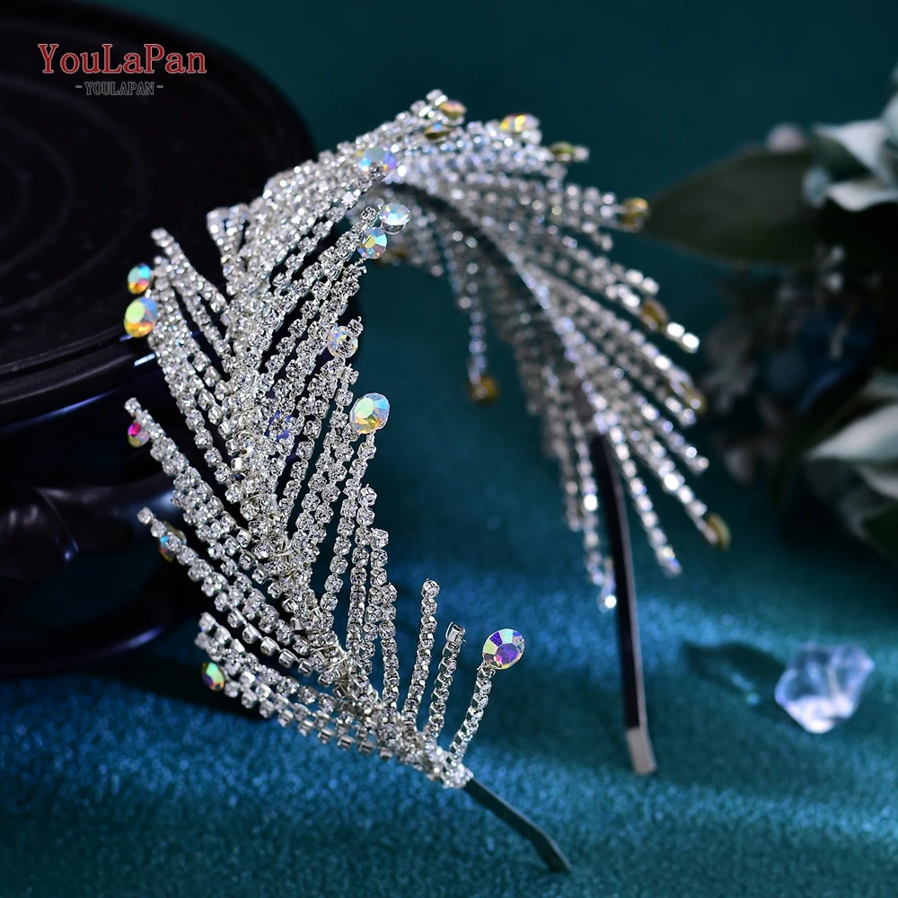 

YouLaPan Wedding Crystal Hair Tiara Bridal Hair Hoop Women Hair Accessories Bridesmaid Party Headbands Bride Headpieces HP672