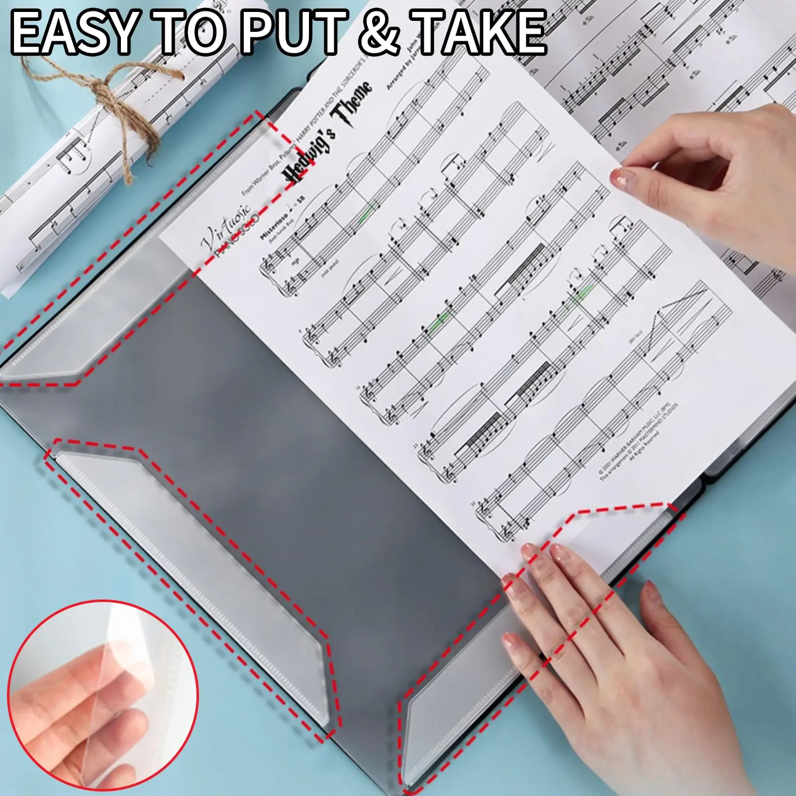 Imagem -02 - Custom Spiral Binder Music Folder Pasta de Armazenamento para Music Stand Tamanho a4 Folha de Piano Papel Nota Documento Papel Arquivo Organizador