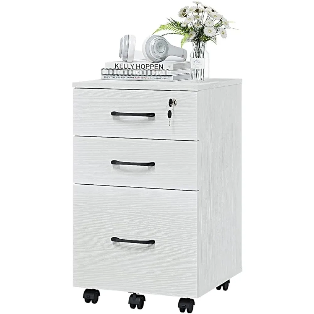 

.3 Drawer Wood Mobile File Cabinet Under Desk Storage Drawers Small File Cabinet for Home Office (White) Freight Free Shelving