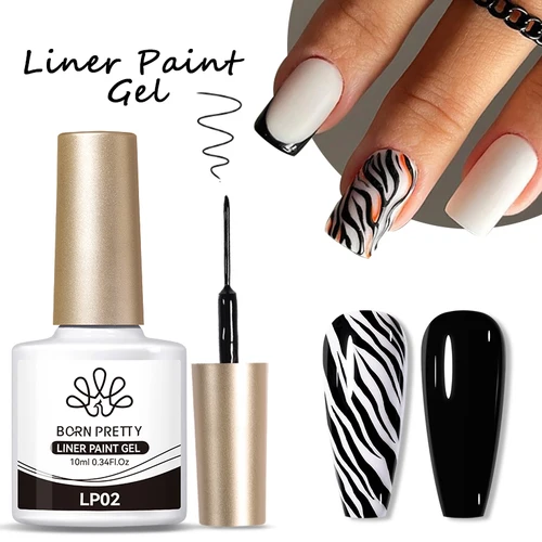 Imagen 2 del producto BORN PRETTY Liner pintura Gel esmalte de uñas negro blanco francés hermoso brillo pintura Color dibujo Nail Art diseño DIY barniz
