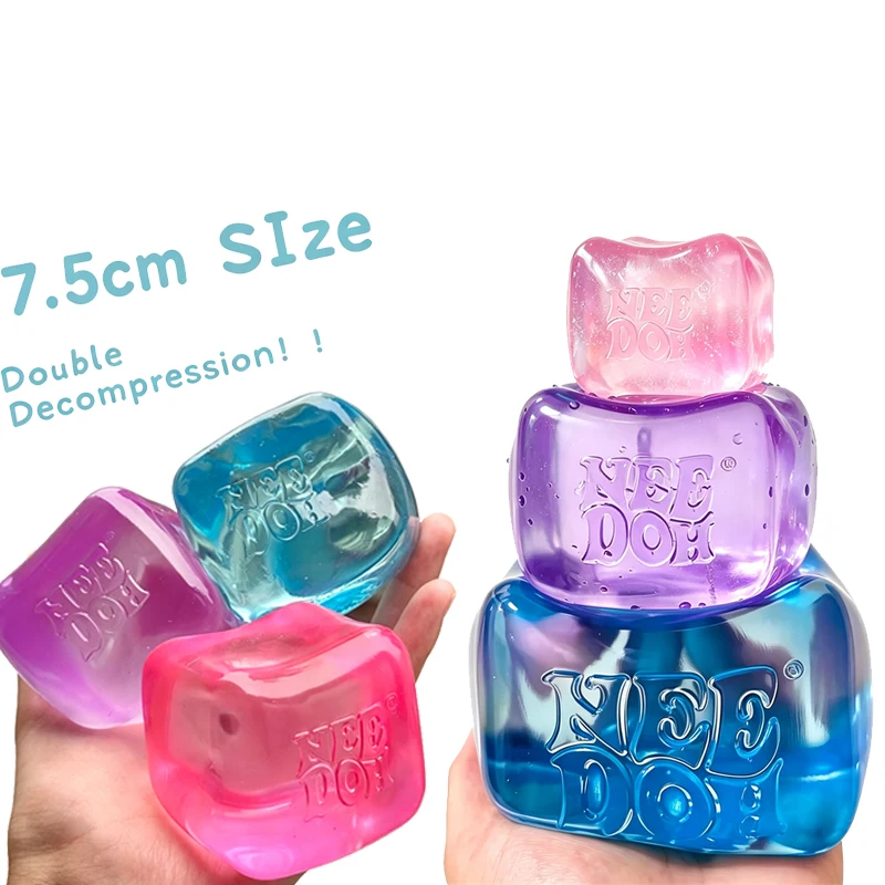 Needoh Nice Cube Sparkle Jelly Berg Giant Sensory 7.5cm 5.5cm Mini Ice Colorful Knead Stretch Anxiety Relief Autism Leisure Gift