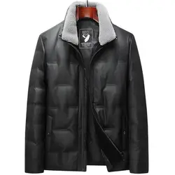 BATMO 2023 new arrival winter top quality 90% white duck down jackets men,waterproof leather coat men HS997