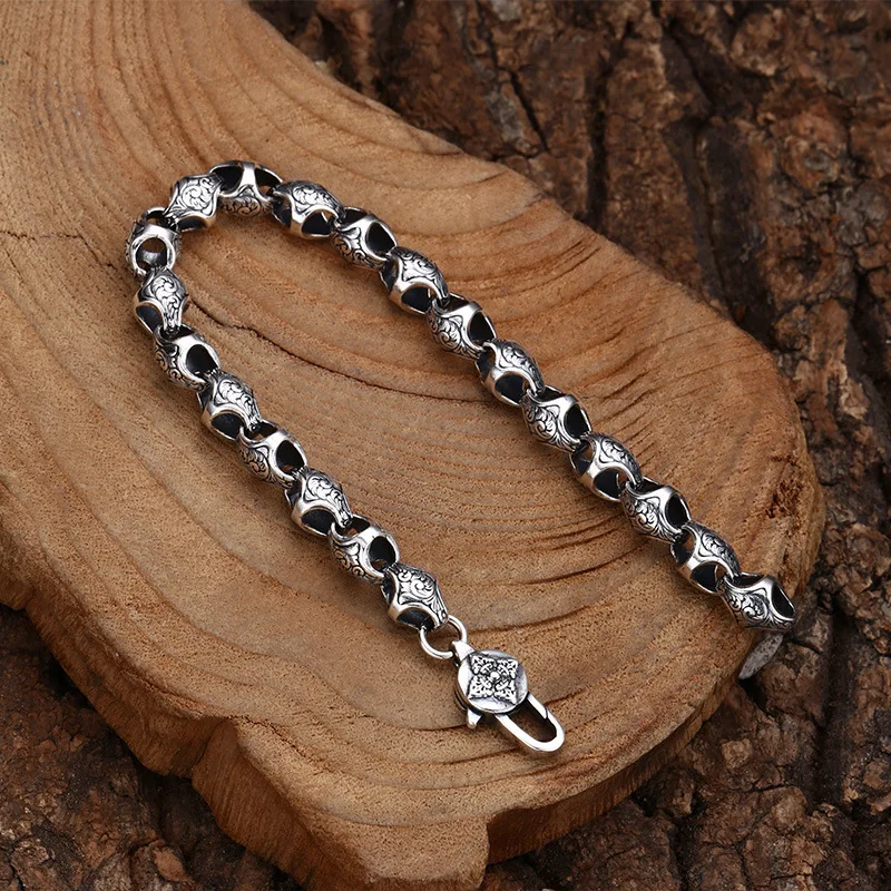 925 sterling silver bracelet tangcao Vajra bracelet splendid trendy Thai silver retro personality distressed ornament 4