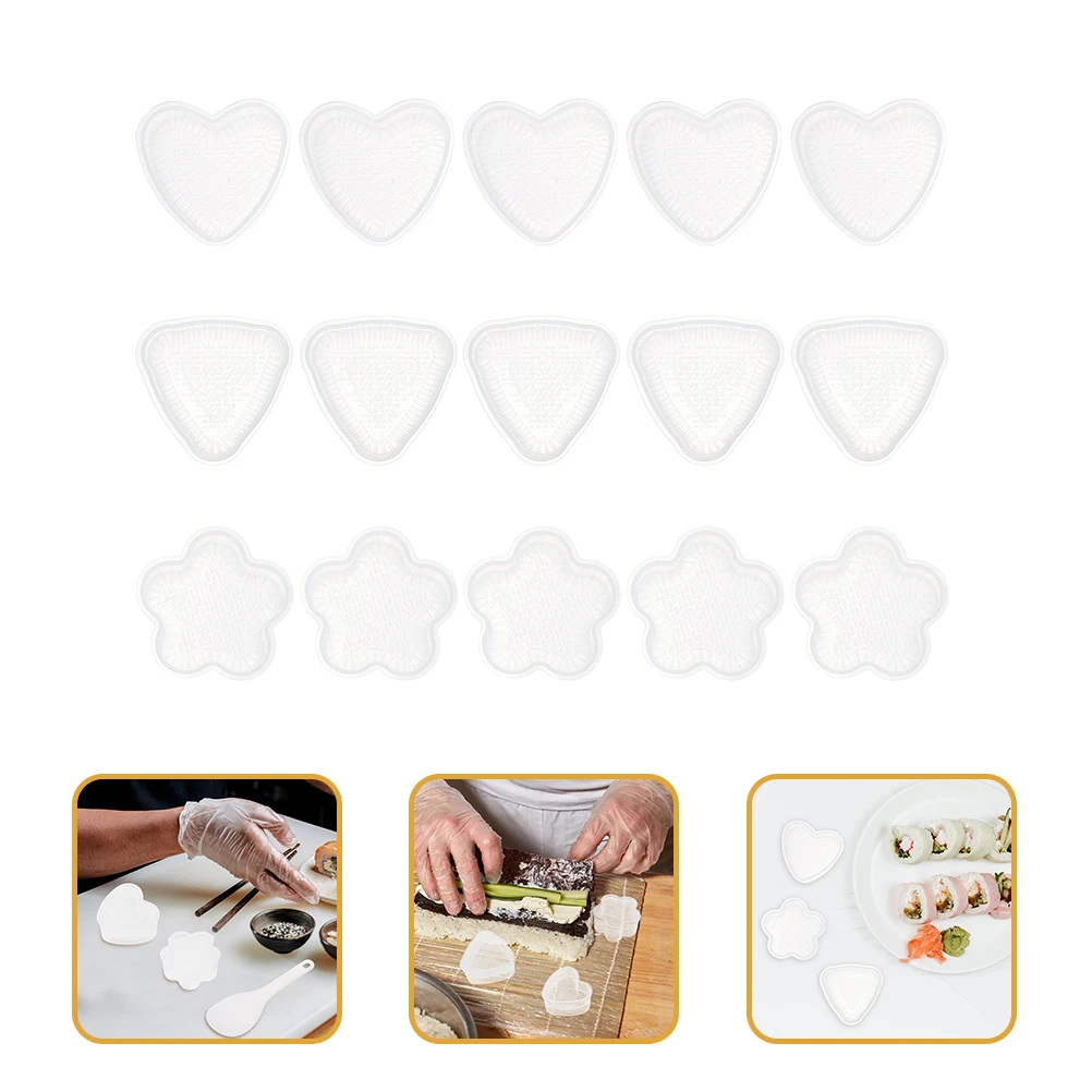 

15 Pcs Rice Ball Mold Onigiri Maker Heart Sushi Shaped Easy Use Non Stick PP Material Kids Fun