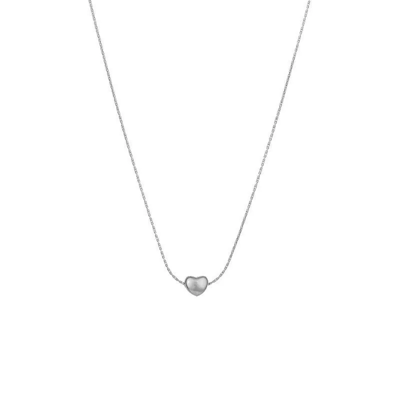 18K Gold Plated Stainless Steel Puffy Heart Pendant Necklace for Women, Dainty Bead Chain Choker Romantic Jewelry Gift Her
