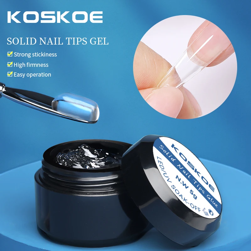 KOSKOE 5g Solid Nail Tips Gel Easy Stick Patch Adhesive Bond No-Flowing Modelling Tips Clear Solid Nail UV Extension Gel