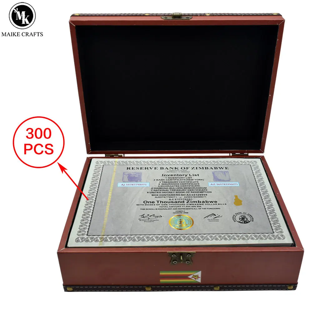 

2008 One Thousand Zimbabwe Paper Money Certificate 300pcs/box Zimbabwe Banknote Souvenir Certificate Free Shipping