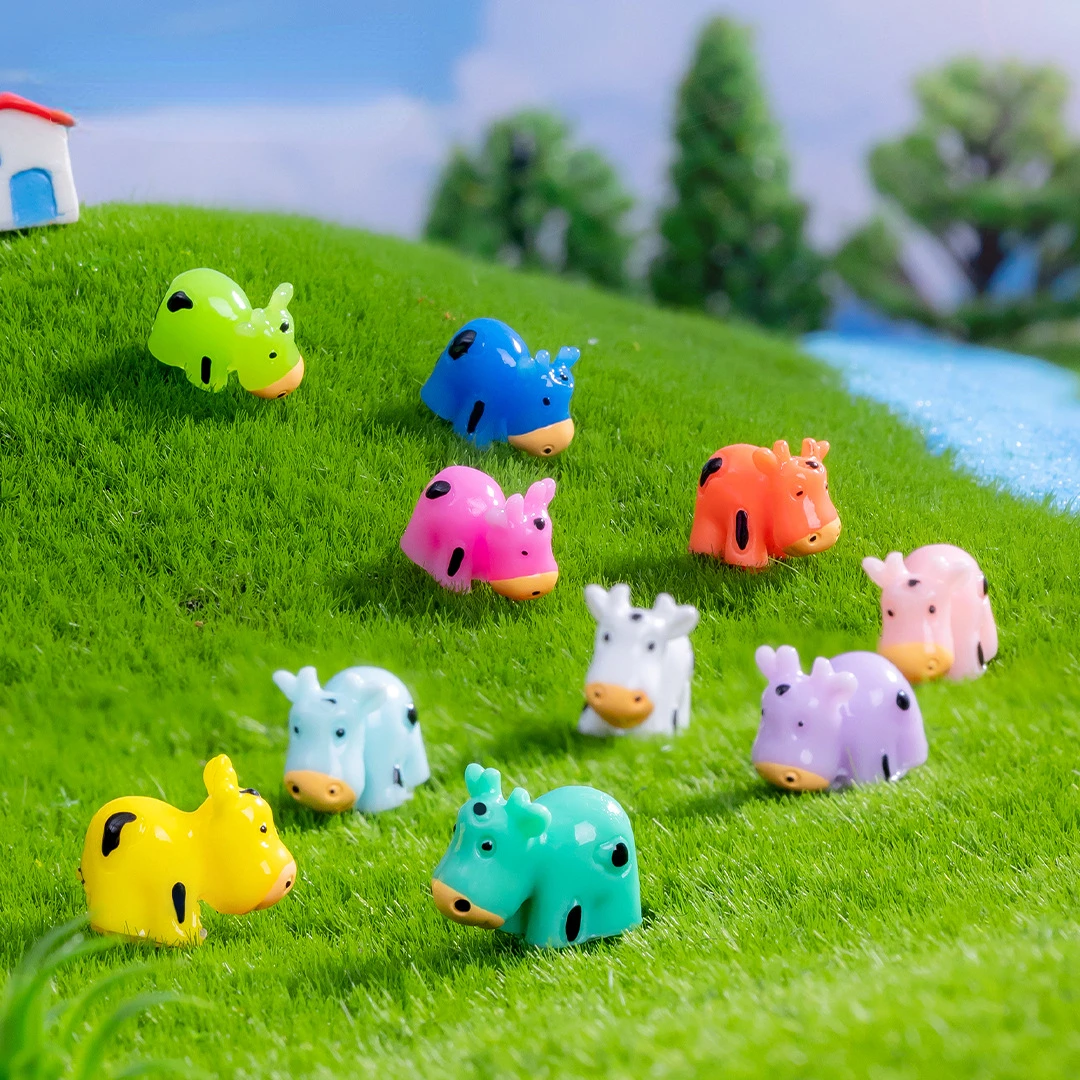 10/20pc Mini Cow Figurines Mini Resin Cow Miniature Animals Figurines for Miniature Garden Landscape Dollhouse Decor DIY Crafts image 2