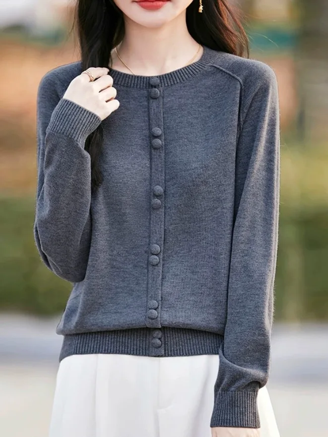 

Sli round Ne Knitted Sweater for Women Outlet Store Autumn Base Layer Mommy Warm Soft Wool Blend Long Sve Color