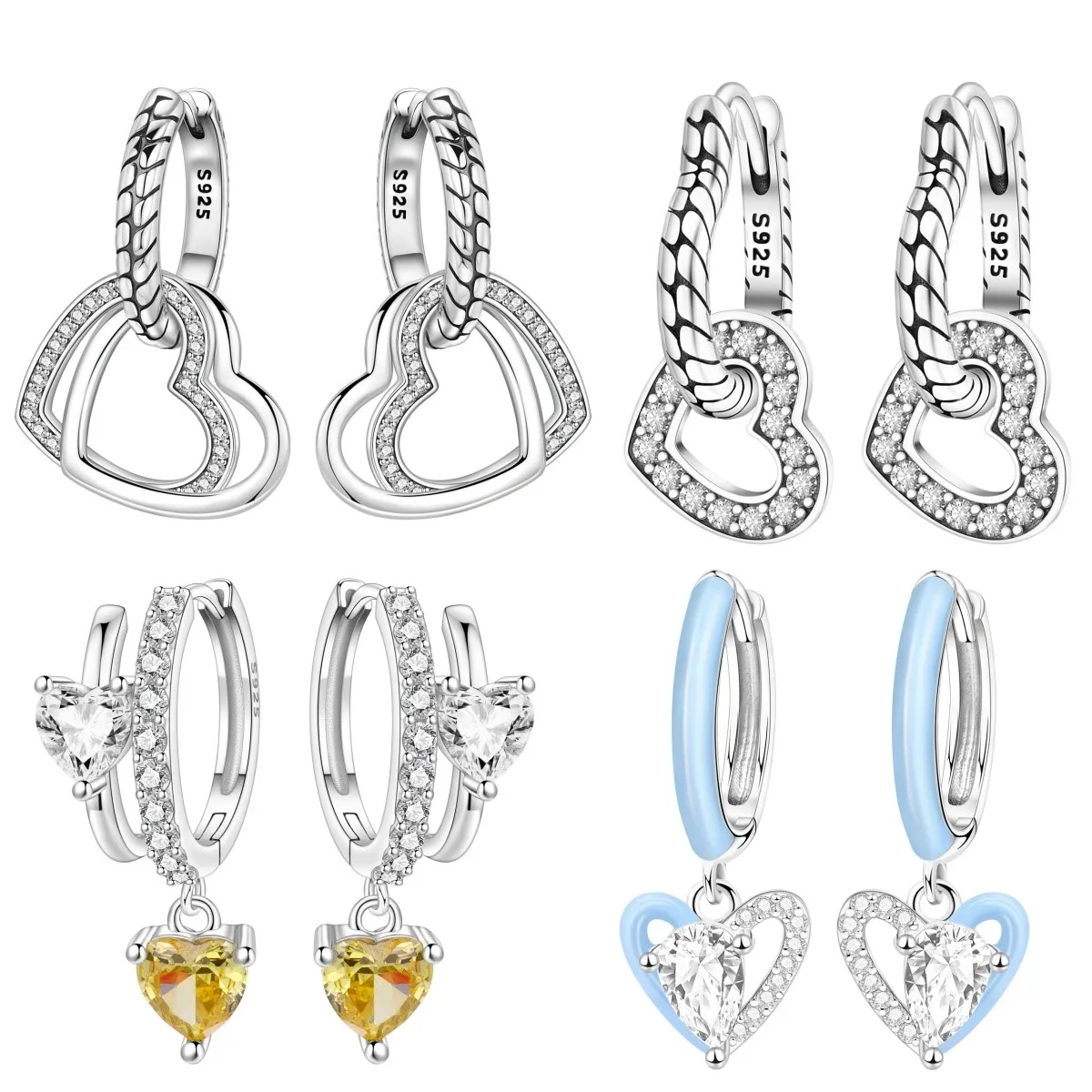 Orstarry S925 Sterling Silber Ohrringe Doppeltes Liebesherz Ohrringe für Frauen Geburtstag ﻿ Valentinstag-Geschenk Muttertag-Geschenk