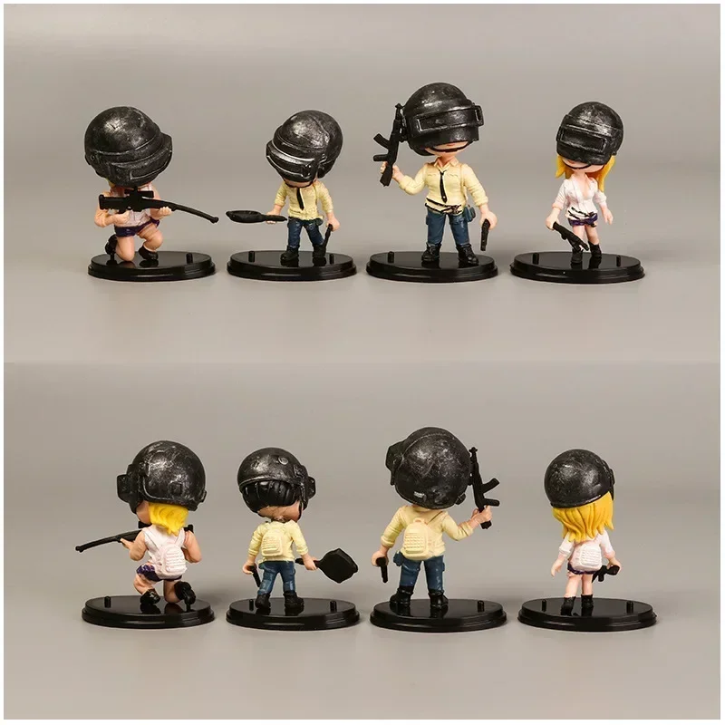 8pcs/lot Q Ver Game PUBG character Male warrior & female warrior Soldier Action Figures PVC home decoration table Car Cake decor