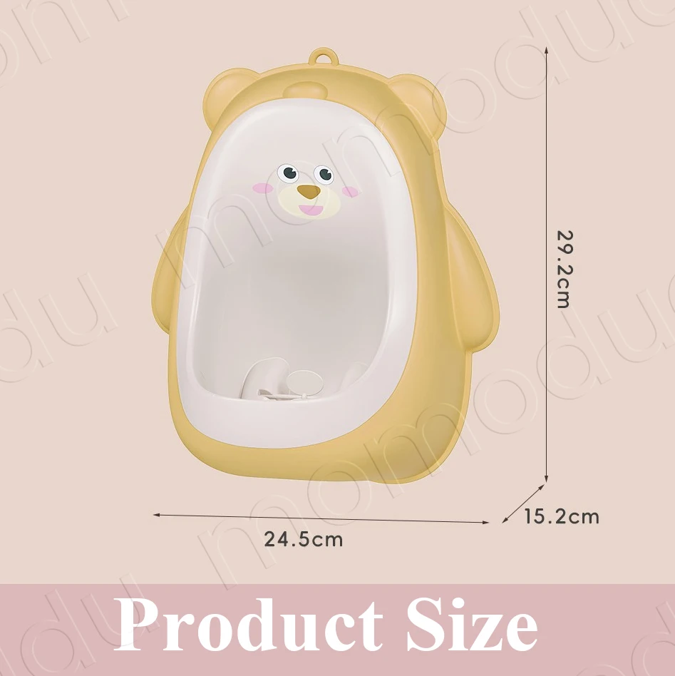 Cute Bear Toddler Boy Potty Training Urinal Wall-Mounted Pee Trainer with Fun Rotating Pinwheel Capacity Easy to Clean