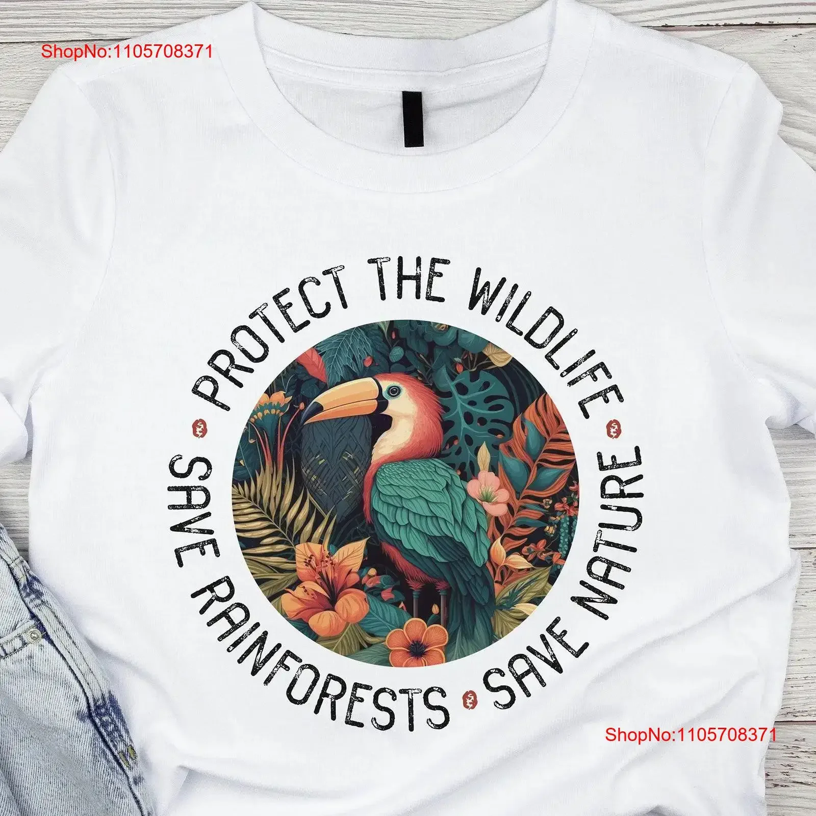 Protect Wildlife T Shirt Nature Conservationist Jungle Save Rainforests Environmentalist Toucan Lover Camping vintage Washed