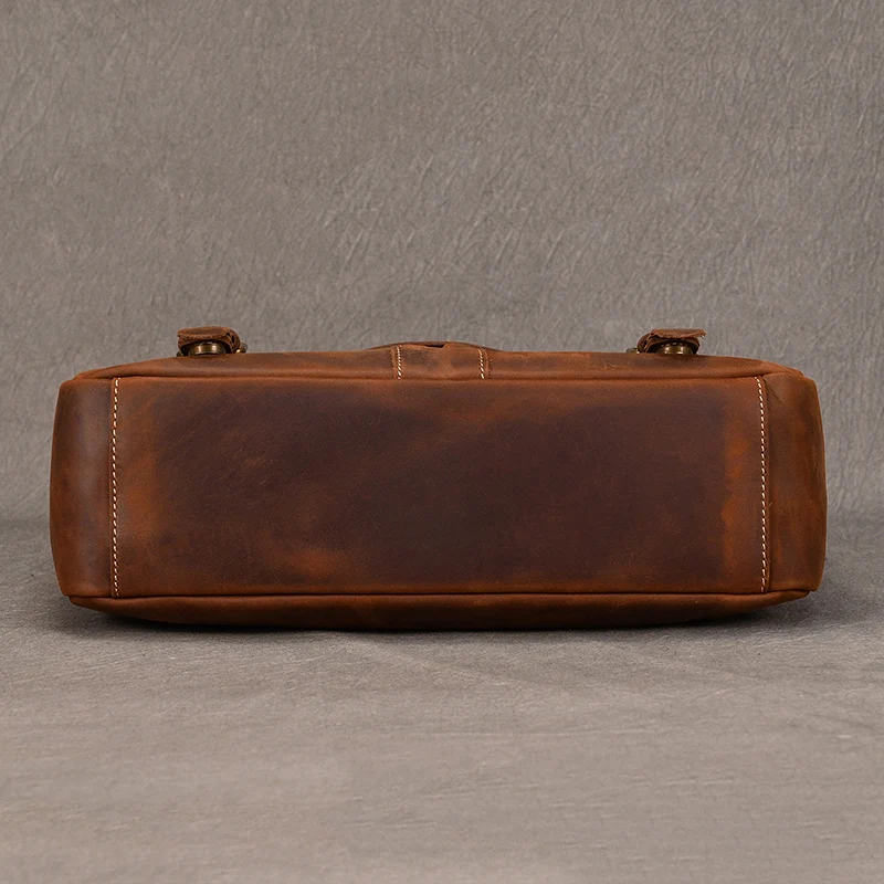 Retro Vintage Men Large Capacity Genuine Cow Leather 14'5 inch Laptop Bag Briefcase