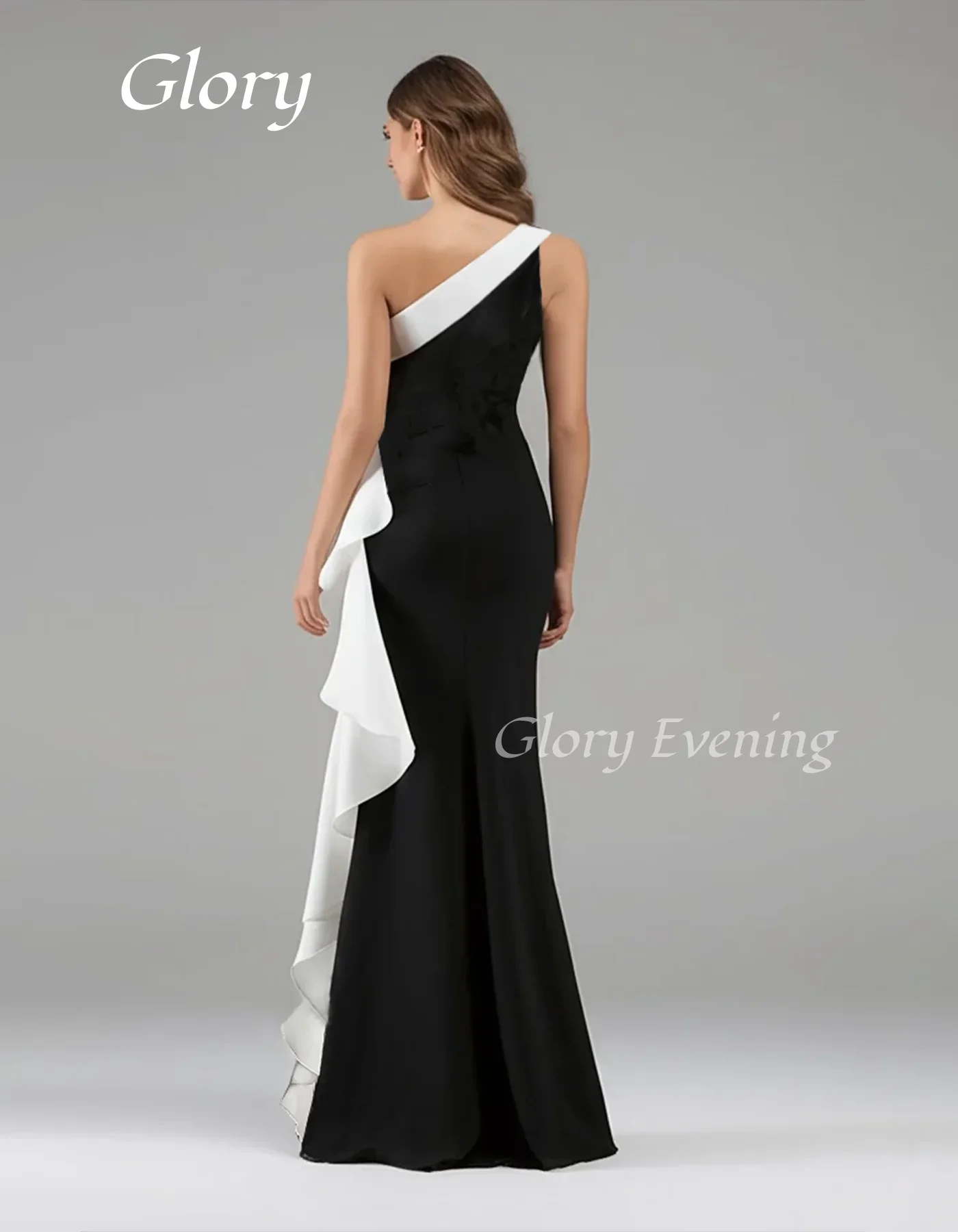 

Классическое вечернее платье русалки с 3D цветами и рюшами из атласа без рукавов, черное платье для выпускного вечера по индивидуальному заказу, белое на одно плечо, официальная свадьба