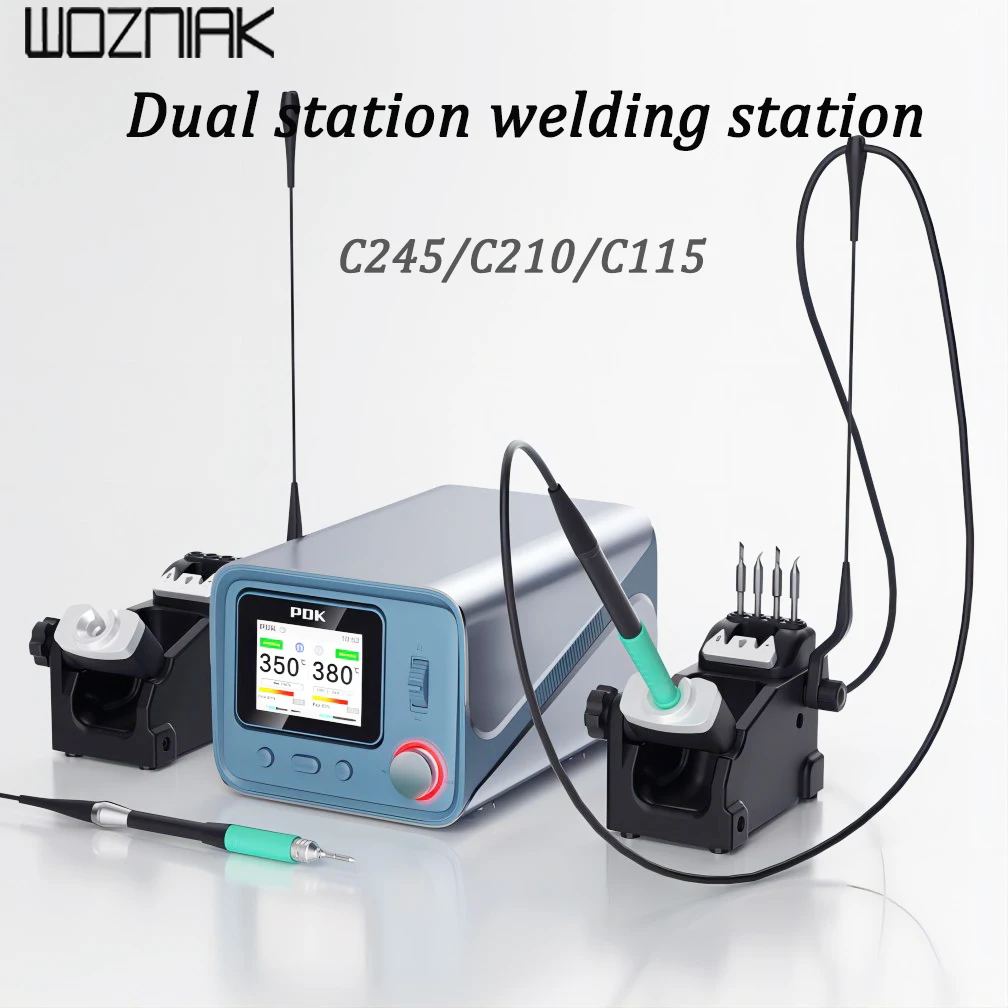 Woznik PDK1200 Soldering Station Dual Station Suit C210 C245 C115 Handle Used For Repairing Mobile Phone Motherboards Welding