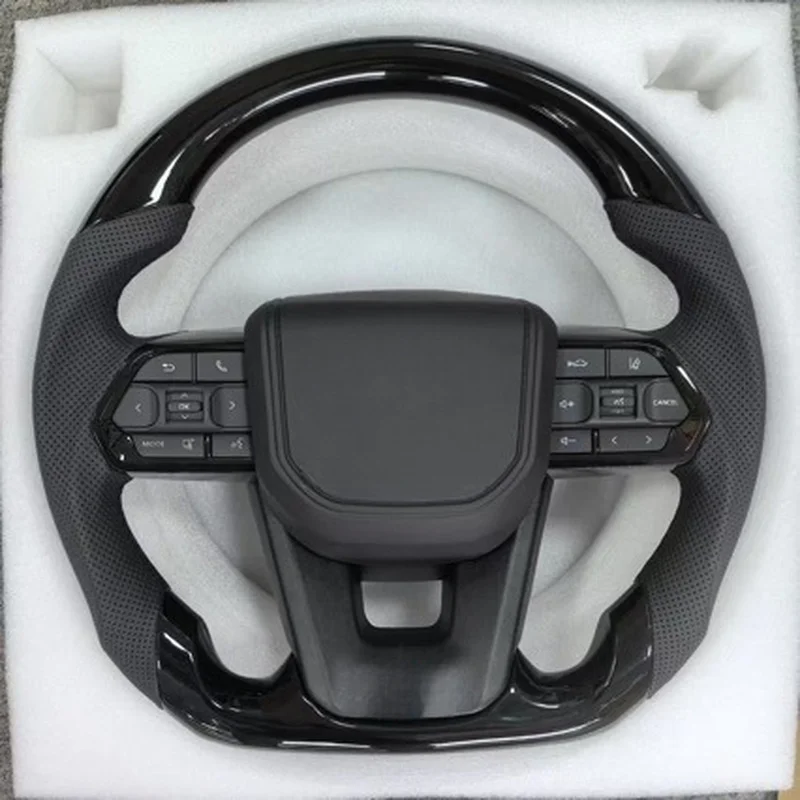For Toyota Steering Wheel Horn Cover Carbon Fiber Texture Style for LC Alphard 80 Series Hilux Land Cruiser Crown Decorative view 4