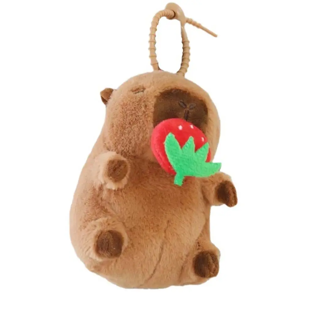 Creative Pullable Capybara Plush Pendant Strawberry Radish Capybara Toys Bag Hanging Ornaments Car Keyring Birthday Gift