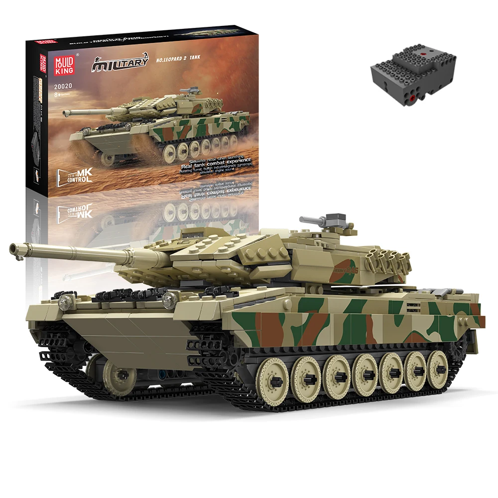 Mould King 20020 Ferngesteuerter Deutscher Leopard 2 Hauptkampfpanzer Technischer Auto-Bausatz Spielzeug für Kinder Weihnachtsgeschenk