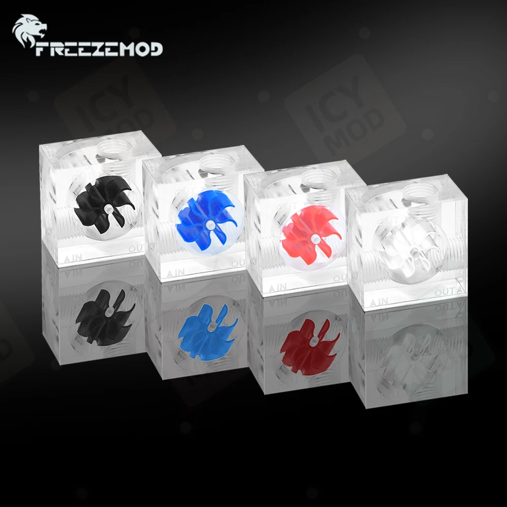 FREEZEMOD indicateur de Cube de débit à 3 voies carré débitmètre de liquide tachymètre observation refroidisseur d'eau pour la surveillance du débit d'eau modding